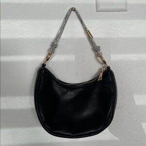A New Day Black Leather Bag with Gold Zipper